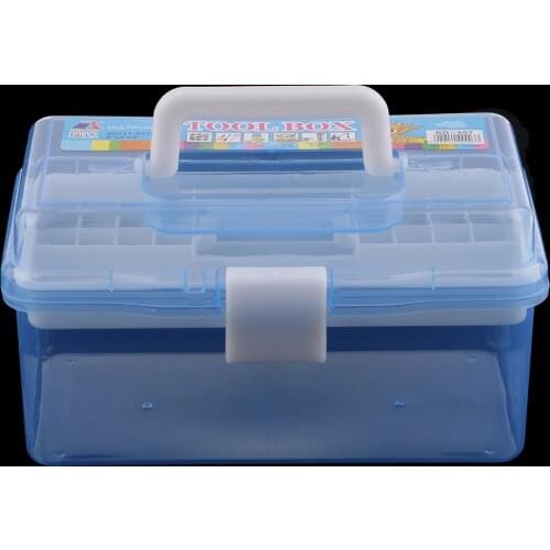 2 Layer Plastic Sewing Jewelry Painting Tools Box household medicine Storage Box Organizer Pink/Blue Jewelry Tools Accessories