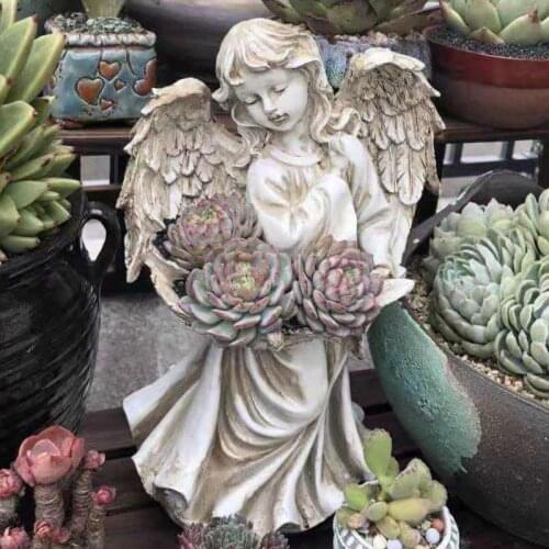 Europe Outdoor Garden Resin Angel Vase Decoration Craft Flower Pot Bird Feeder Storage Tray Goddess Villa Landscape Lawn Statues
