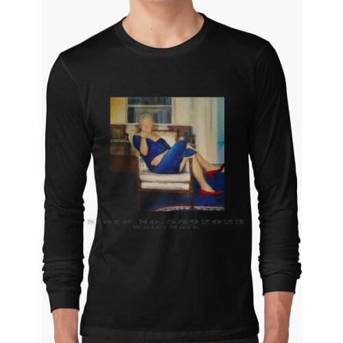 Bill Clinton Blue Dress Long Sleeve T Shirt 100% Pure Cotton Big Size Bill Clinton Blue Monica Lewinski Jeffrey Epstein Lolita