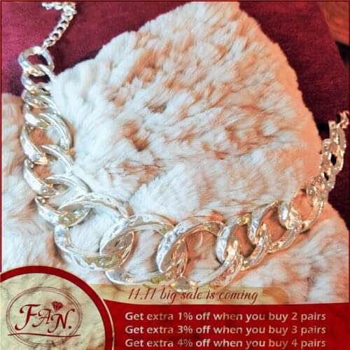 2021 Classic Charming Hot Sale Girl Women Fashion Necklace Link Style Heavy Bright Silver Color Metal Chain Nice Gift for Mother