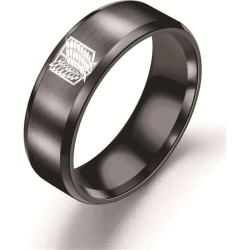 Anime Attack on Titan Titanium Stainless Steel Ring Shingeki No Kyojin Wings of Liberty Finger Rings for Men Women Anime Fans