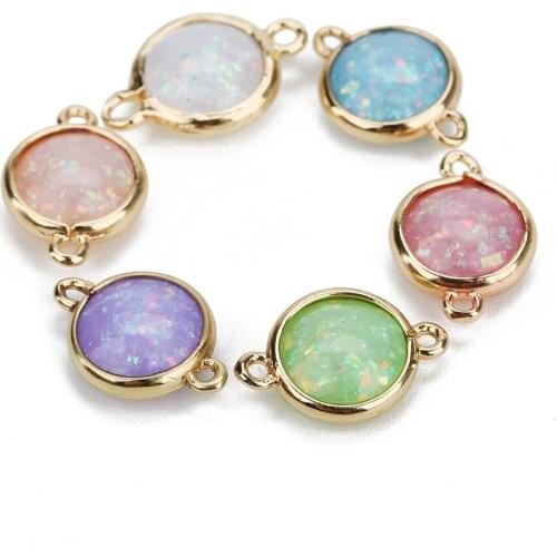 5pcs / bag 12 * 19mm resin crystal cluster edging double ring pendant aperture 2mm DIY necklace bracelet connector accessories