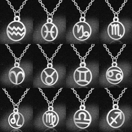 LaVixMia Authentic Stainless Steel 12 Constellation Jewelry Necklace Wholesale Female Dainty Zodiac Charm Necklaces Dropshipping