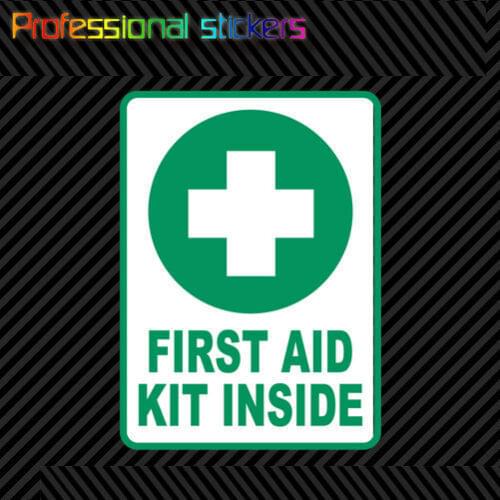 First Aid Kit Inside Sticker Die Cut Decal Self Adhesive Vinyl Emergency Rescue Stickers for Motos, Cars, Laptops, Phone