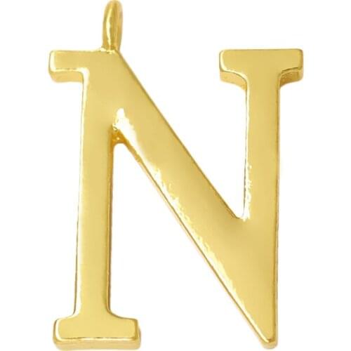 Beautiful 3D three-dimensional uppercase English word N gold metal charm pendant DIY men and women hiphop jewelry