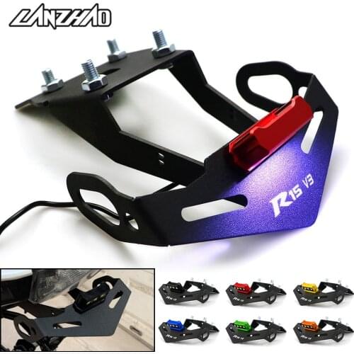 YZF R15 V3 Motorcycle License Plate Frame Bracket Mount Holder with LED Indicator Light for Yamaha R15 V3 2017 2018 2019 2020
