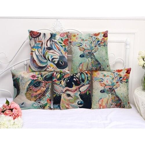 Abstract Watercolor Zebra Owl Elephant Print Decorative Pillowcase Cushion Covers Sofa Chair Home Decor