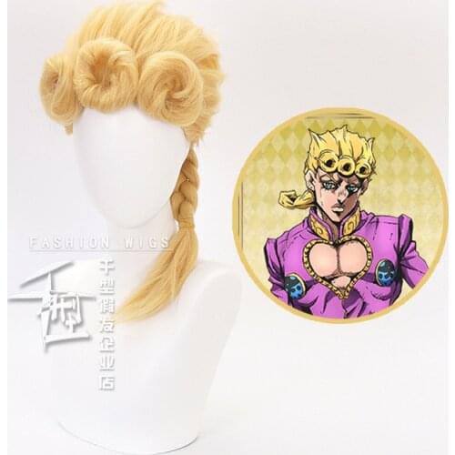 JoJos Bizarre Adventure Giorno Giovanna Golden Wig Cosplay Styled Hair Halloween Role Play