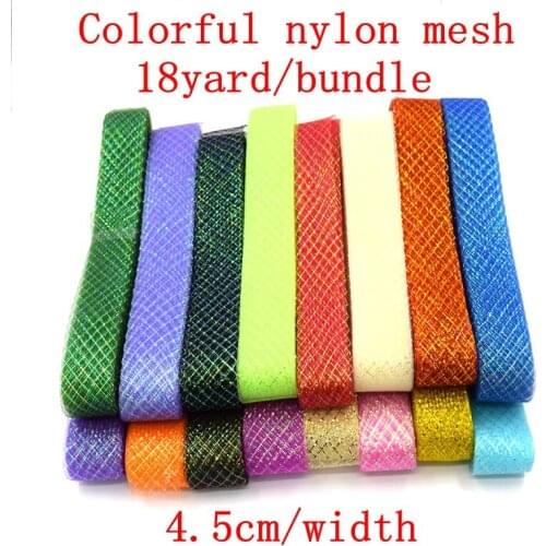 New 18yard Fashionable and colorful Width 4.5cm Nylon plastic Veil Mesh Organza Fabric Crinoline for Wedding Party Decorations