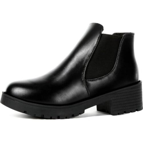 2021 Early Autumn New Japanese Style Womens Boots Round Toe Middle Heel Slip-on Shallow Martin Boots Breathable for Daily