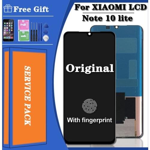 Original AMOLED For Xiaomi Mi Note 10 Lite Display Screen Original Lcd Display+Touch Screen With Fingerprint For mi note 10 Lite
