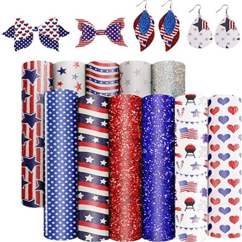 Pentagram Flags Printed Faux Leather Fabric Sheets Syntheticr Leather Diy Bows Earring Craft Home Party Decoration 22*30cm