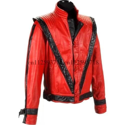MJ Michael Jackson Thriller Style Jacket in Red PU Leather