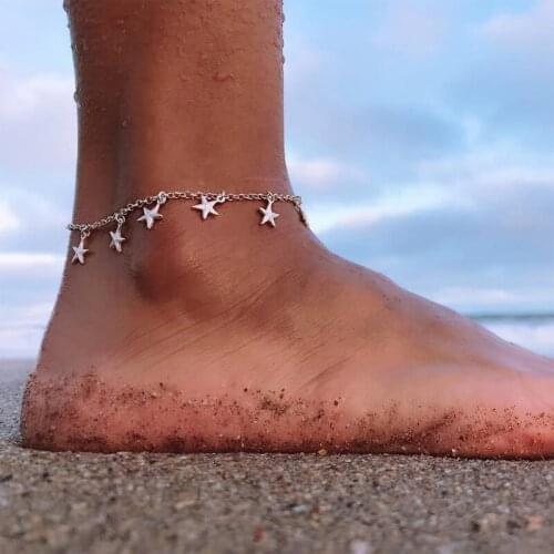 Simple Summer Beach Star Chain Pendant Anklet Women Fashion Anklet Creative Casual Ladies Jewelry Birthday Gift
