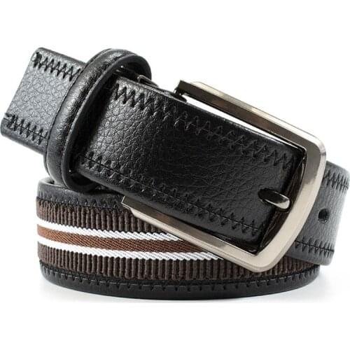 Retro classic Men Belts fashion Patchwork Canvas and Imitation leather Belts quality Men casual Pin buckle Belts