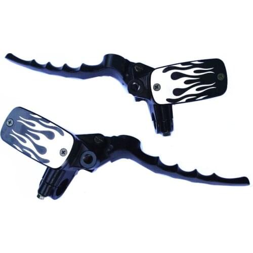 Black 1''25mm Handlebar Control Reservoir Brake Hydraulic Clutch Levers For Harley Dyna Glide Softail Sportster Street Glide