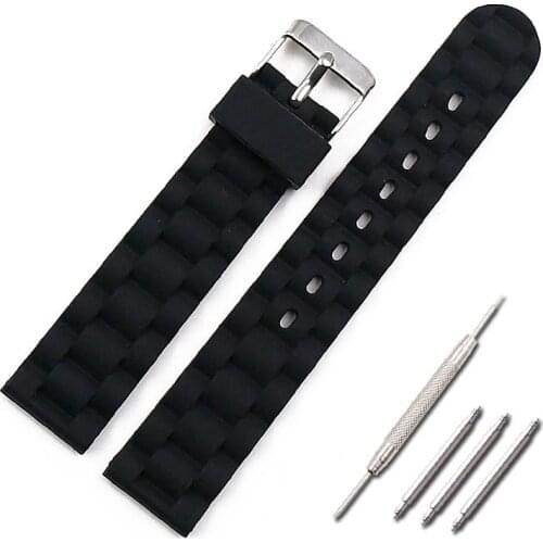 Silicone strap men 16mm20mm24mm pin buckle watch accessories outdoor sports waterproof rubber strap women watch men band