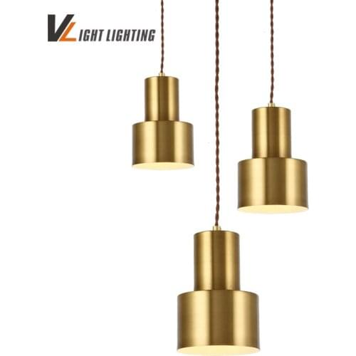 Nordic Gold bronze pendant light postmodern minimalist lamp Adjustable Kitchen bedroom dinning bar LED hanging light