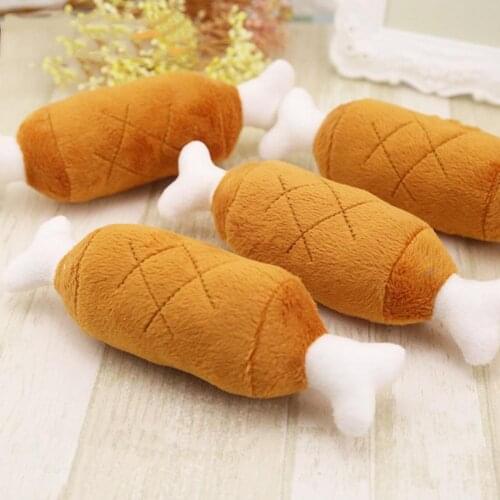 Squeaky Drumstick Bone Funny Kids Soft Plush Toy X-mas Gift Decoration