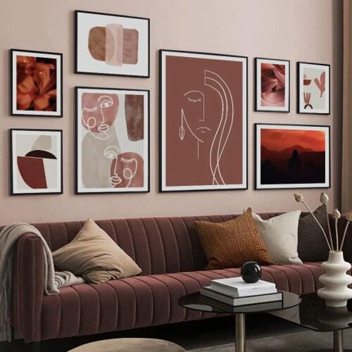 Modern Wall Art Canvas Painting Abstract line Geometric Nordic Posters And Print Flower Wall Pictures For Living Room Home Decor