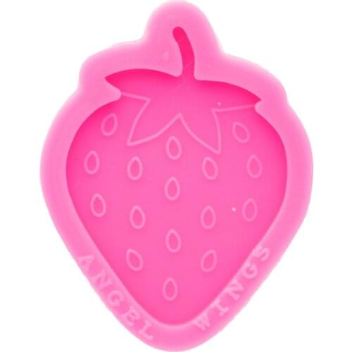 Super Bright 1.7inch Strawberry Silicone Molds DIY for Badge Reel Jewelry Epoxy Resin Mould Custom Wholesale DY0667