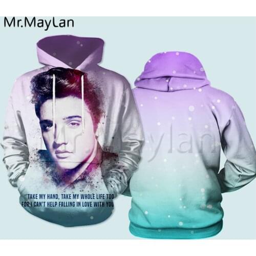 Singer The King Elvis Presley 3D Hoodies Men/women Hipster Streetwear Outfit Spring Boy Hiphop Hood Sweatshirts Tops Clothes D-2