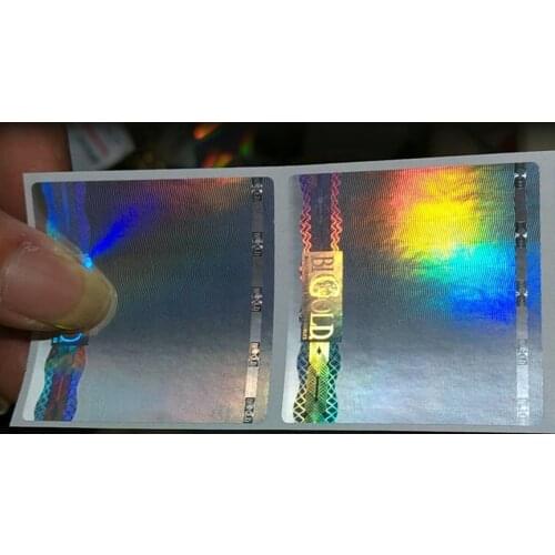 Generic silver rainbow holographic foil 3d hologram sticker can customize texts, barcode and QR code by yourself