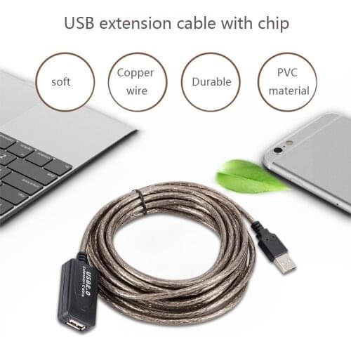 USB 2.0 Extension Cable Active Cable Repeater Male to Female High Speed Wire USB Adapter For Laptop PC 5M/10M/15M/20M