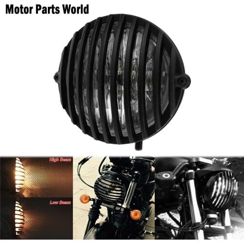 Motorcycle Vintage Front Headlight Grill Cover High Low Beam Headlamp For Harley Dyna Fatboy Touring Softail Sportster XL1200