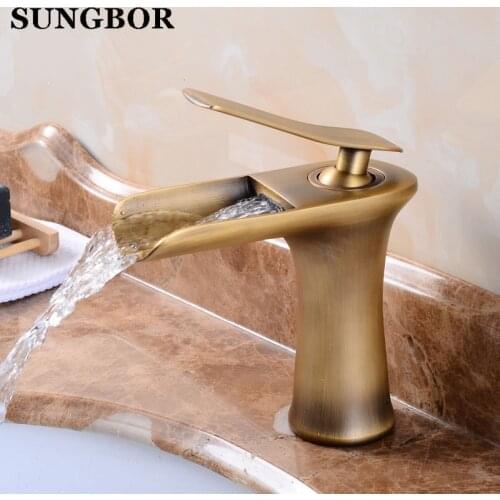 High Quality Water Saver Brass Single Hole and Single Handle Waterfall Basin Mixer Tap Faucets, Antique Bathroom Faucet AL-7133F
