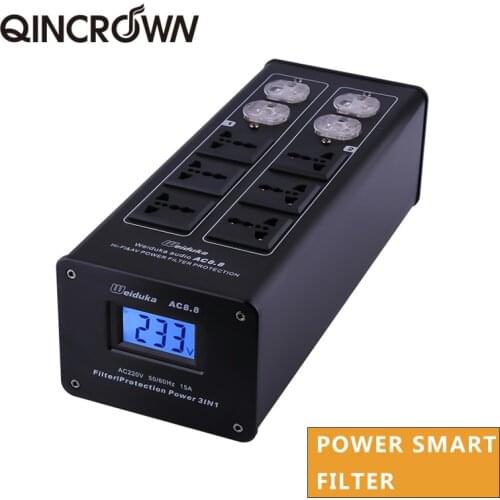 Weiduka upgraded version 3000W LED Display AC8.8 Audio Power Filter Purifier Conditioner Lightning Protection AC Power Outlet