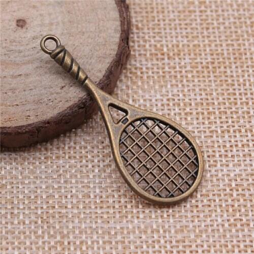 WYSIWYG 5pcs 48x19mm Vintage Tennis Racket Pendants Charm Antique Bronze Color Tennis Racket Pendants Charm