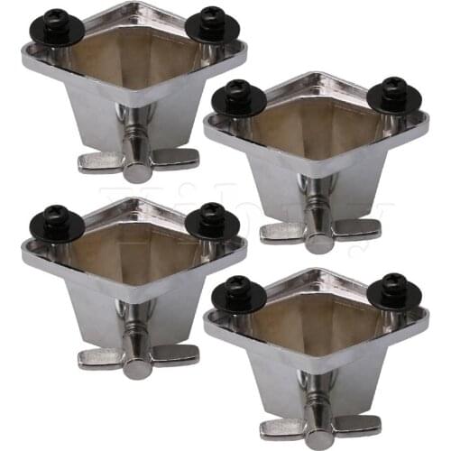 Yibuy 4 Pcs Silver Tom Mount Drum Bracket with Screw for Repair Drum Parts