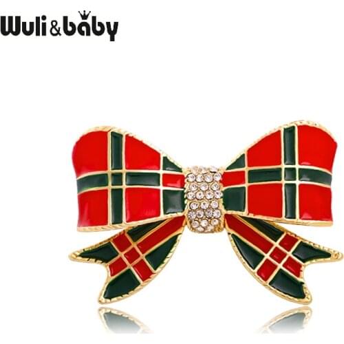Wuli&baby Enamel Bowknot Brooches For Women Lady Classic Style Beauty Bowknot Brooch Pin Gifts