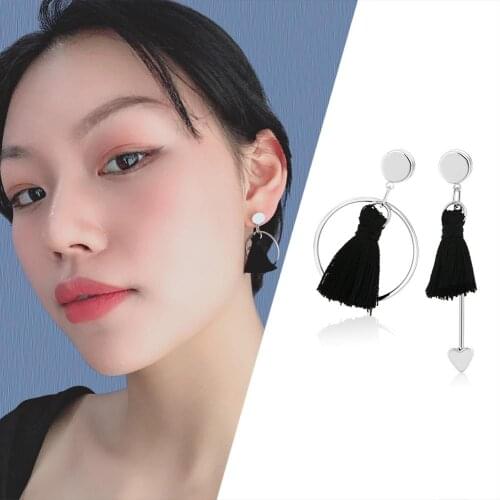 Women Irregular Long Dangle Tassel Circle Earrings Ladies Korea Statement Drop Pendant Earrings Stud Summer Jewelry Gifts EH29