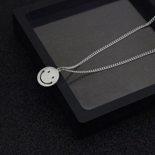 Link Chain Metal Women Chokers Necklaces Trendy Jewelry Stainless Steel Smile Face Pendant Necklace Hip Hop Punk Party