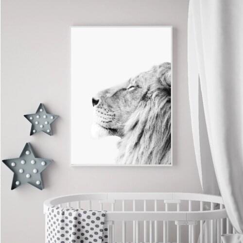 Animal Lion Black White Poster Nursery Wall Art Canvas Painting Modern Animals Photography Wall Picture Prints Home Decoration
