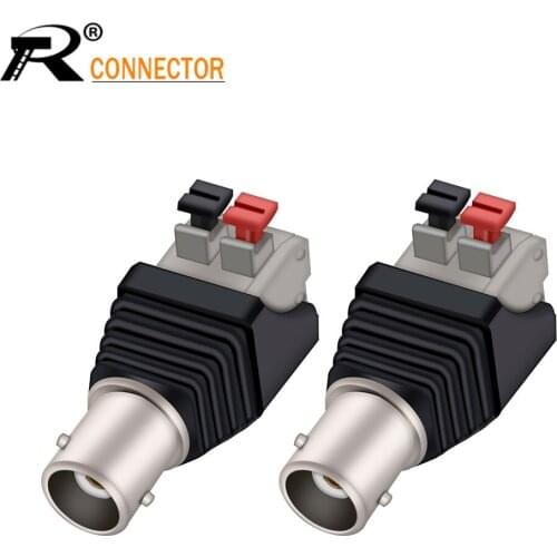 10pcs BNC Male Plug to 2 Pin/Way Screw Terminal AV Spring Press Type Balun with Solderless Screw Terminal for Coax Cat5