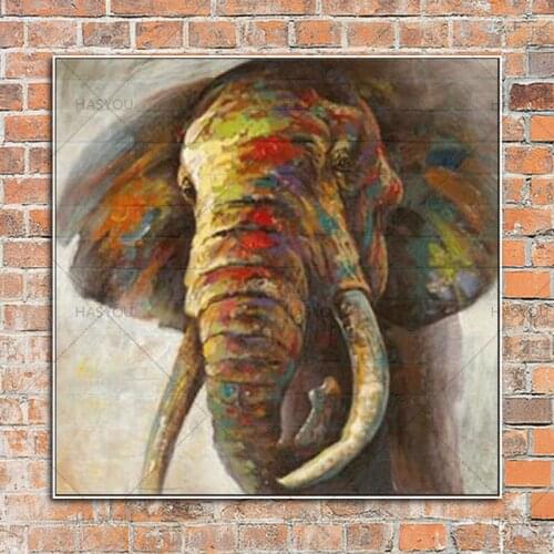 100% Handmade elephant Oil Paintings Handmade modern canvas Acrylic animal Paintings For Living Room restaurant Wall Art picture