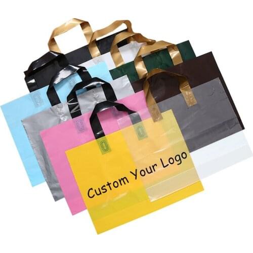 100pcs/lot Custom logo Thank You Gift Bag Custom Logo Plastic Bag Print One Color Logo On One Side Include Design Custom Fee