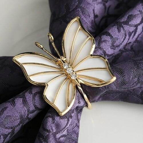 12Pcs/Sets Shell Butterfly Napkin Button High-end Villa Model Room European Style Napkin Ring Restaurant Table Decoration