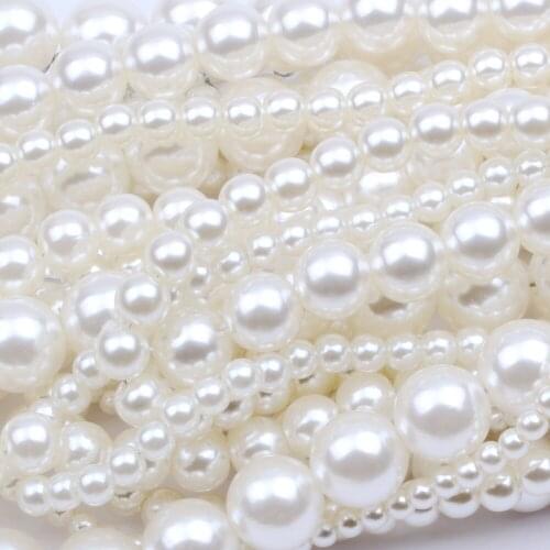 3-20mm Size 50pcs-240pcs High Bright Ivory Round Imitation shell Pearls smooth Loose Space beads For DIY Bracelet Jewelry Making