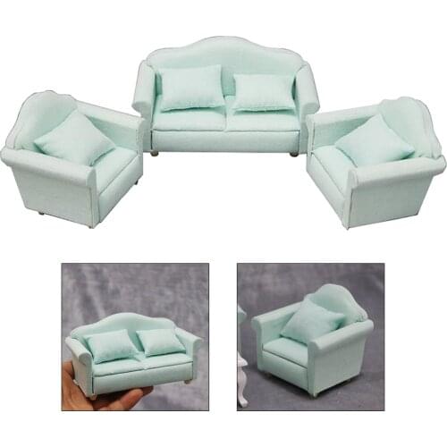 3Pieces Modern 1:12 Dollhouse Sofa Armchair Couch Green Toys Christmas Gift