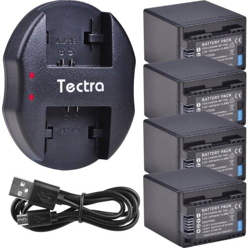 4pcs 4450mAh BP-745 BP745 Decoded Battery+USB Dual Charger for Canon VIXIA HF M50 M500 M52 R300 R32 R40 R42 R400 R50 R52 Battery
