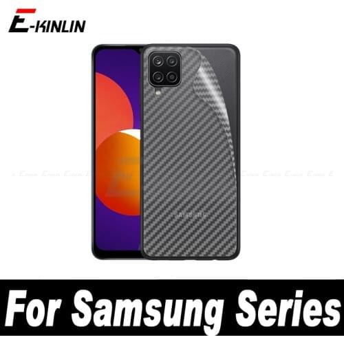 5pcs/lot Soft 3D Carbon Fiber Back Cover Protective Film For Samsung Galaxy M62 M12 M02 M42 Rear Screen Protector Not Glass