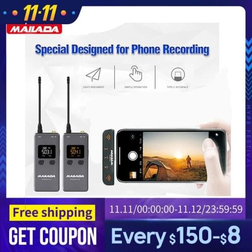 Mailada VLOG GO 3 UHF Wireless Microphone Phone Mic Transmitter Receiver For Android Smartphone Huawei Xiaomi Samsung PK Rode GO