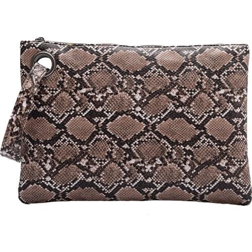 Boutique De FGG Python Snake-Skin PU Women Handbags Fashion Envelope Clutch Purse Ladies Day Clutches Bags
