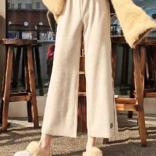 Wide-leg pants womens autumn and winter drape sense high waist straight students loose and wild retro gentle wind