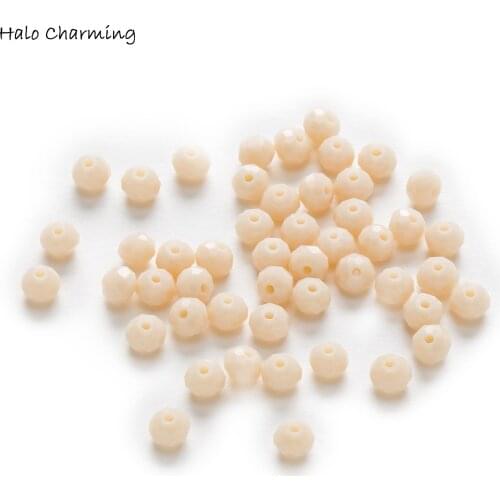 50 Piece Beige Crystal Glass Rondelle Quartz Faceted Beads Fit Necklace Bracelet Making For Women DIY Jewelry Findings 4-8mm