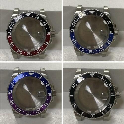 40MM Stainless Steel Watch Case with Sapphire Mirror for Miyota 8215 8205 8200 For Mingzhu 2813 3804 Watch Movement Repair Part